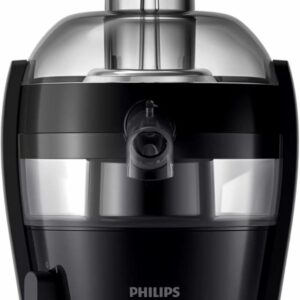 Philips Viva Collection Compact Juicer, 1.5 Litre, 500 Watt, Quick Clean Technology, Drip Stop, Dishwasher Safe Parts, See-through Pulp Container, Direct Serve, Black (HR1832/01)