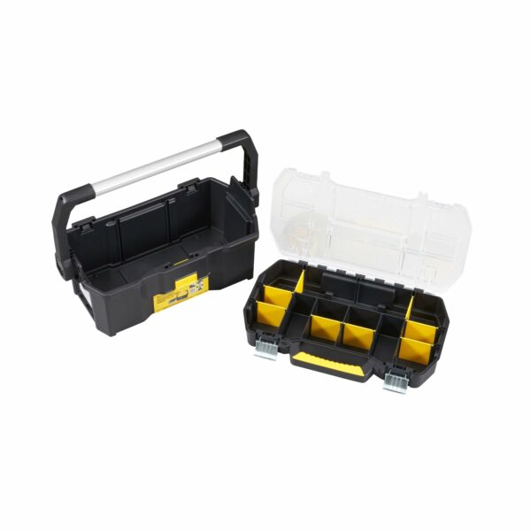 Stanley Toolbox Tote Plus Storage Organiser, Heavy Duty Metal Latch, Removable Dividers, 19 Inch, STST1-70317