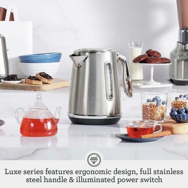 Sage - The Soft Top Luxe Quiet Electric Kettle - Fast Boil - 1.7L Cordless Kettle, Brushed Stainless Steel