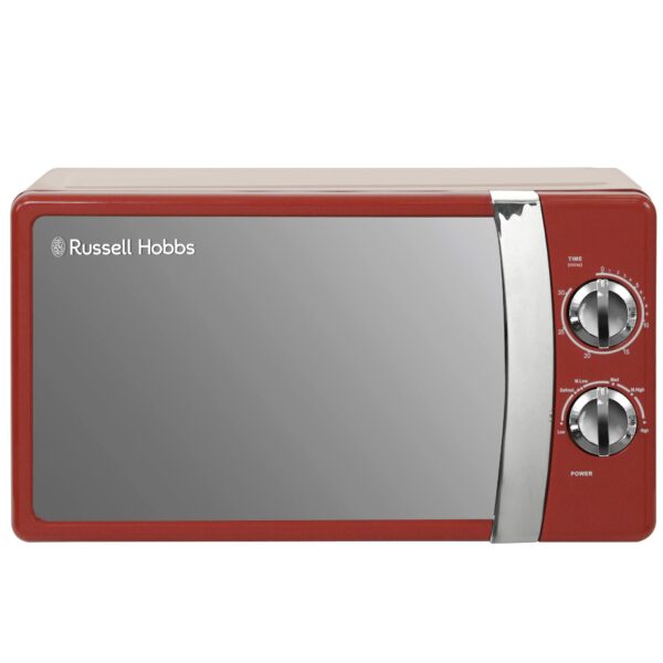 Russell Hobbs RHMM701R 17 Litre 700 W Red Solo Manual Microwave with 5 Power Levels, Ringer, Timer, Defrost Setting, Easy Clean