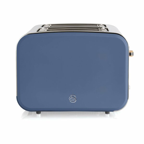 Swan Nordic 4 Slice Toaster, Blue, 1500W, Scandi Style, ST14620BLUN & Nordic Jug Kettle, 1.7 Litre, Blue, Rapid Boil, Wood Effect Handle, Soft Touch Housing and Matte Finish, 3KW, SK14610BLUN