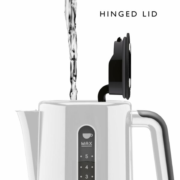 Dualit Studio 1.5L Jug Kettle in White With Polished Trim | 2.4KW Fast Boiling | Dual Measuring Windows | BPA Free | Patented Sure Pour Technology
