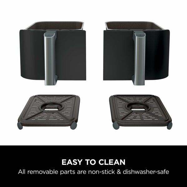 Ninja Foodi Dual Zone Digital Air Fryer, 2 Drawers, 7.6L, 6-in-1, Uses No Oil, Air Fry, Max Crisp, Roast, Bake, Reheat, Dehydrate, Cooks 4-6 Portions, Non-Stick, Dishwasher Safe Baskets, Black AF300UK
