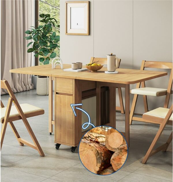 Foldable Table Set, Extendable Dining Table with 1 Storage Drawer Chairs, Multifunctional Mobile Design, Space-Saving Drop Leaf for and Dining Use