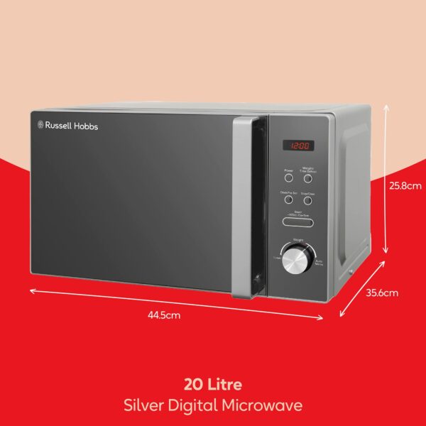 Russell Hobbs RHM2076S Freestanding Compact Microwave, 800 W, 20 liters, Silver