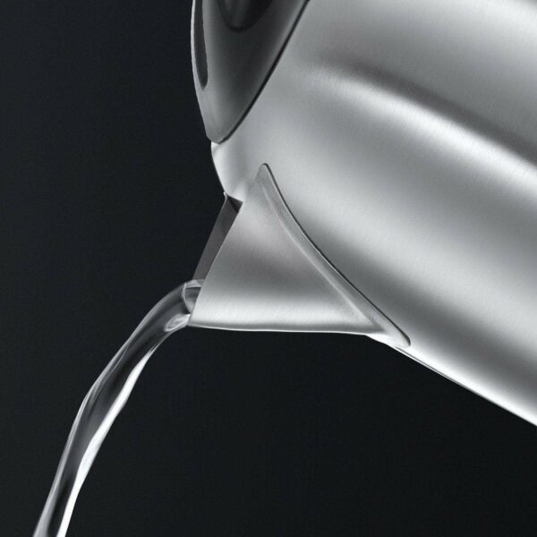 Russell Hobbs Brushed Stainless Steel & Black Electric 1.7L Cordless Kettle with black handle (Fast Boil 3KW, Removable washable anti-scale filter, Pull off lid, Perfect pour spout) 23910