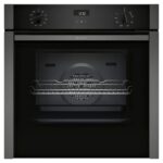 NEFF N50 B3ACE4HG0B Single Oven with Slide and Hide (fixed handle), Circotherm, Cliprails, Integrated, Graphite-Grey