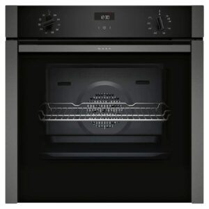 NEFF N50 B3ACE4HG0B Single Oven with Slide and Hide (fixed handle), Circotherm, Cliprails, Integrated, Graphite-Grey