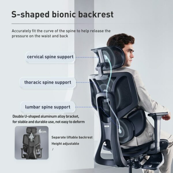 Hbada E3 Ergonomic Office Chair Elastic Adaptative Adjustment Back Lumbar Support Computer Chair