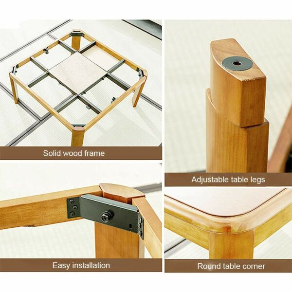 Japanese Kotatsu Table with Heater and Blanket, Comforter, Tatami Futon Coffee Tea Table Wood Square Large for Living Room, Blue