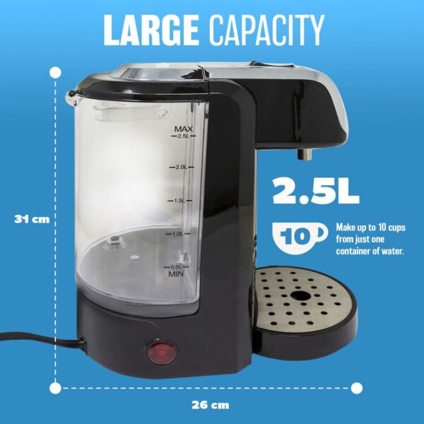 2.5L Instant Hot Water Dispenser - Use For Cup Of Tea & Coffee Maker | Suitable For Home, Kitchen & Office | Electric Kettle with Tank - Removable Dip Tray, Fast Boil, Energy-Efficient Machine - Black