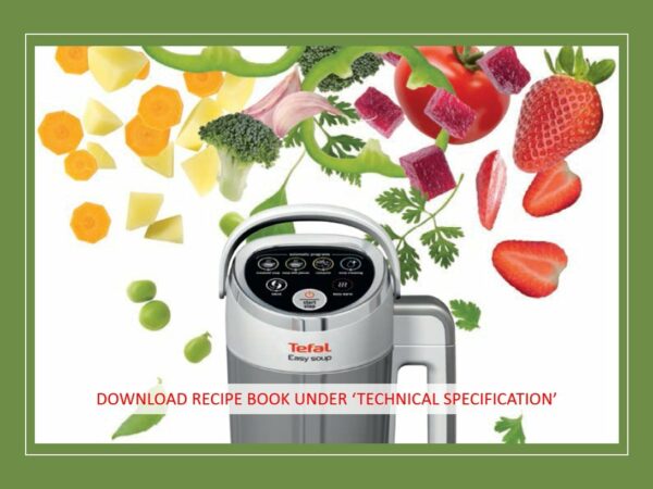 Tefal Easy Soup and Smoothie Maker, 1.2 Litre Jug, 5 Programs, Smooth and Chunky Soup, Smoothie, Compote, Auto-Clean, 1000W, Digital Control, Stainless Steel, Compact BL841140