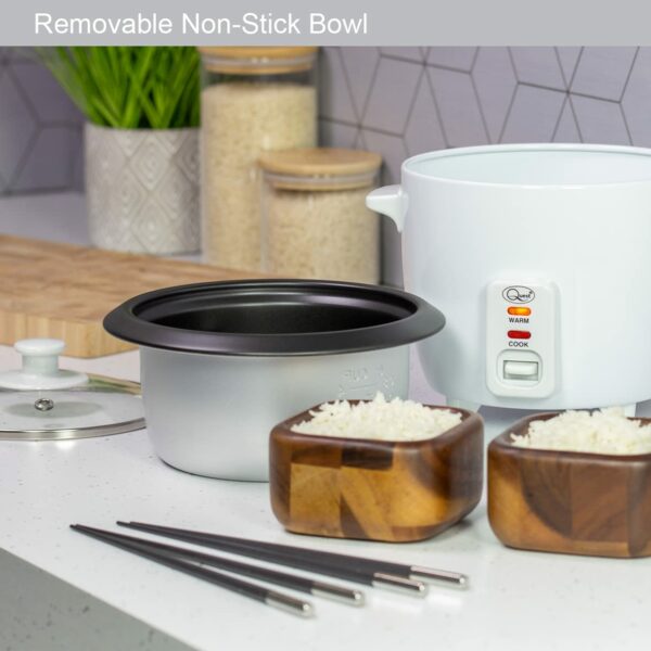 Quest 35530 0.8L Rice Cooker/Up to 4 Servings/Non-Stick Removable Bowl/Keep Warm Functionality/Includes Measuring Cup & Spatula/Cook White or Brown Rice, Porridge and more
