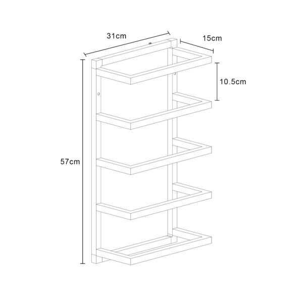House Homestyle Chrome Towel Holder, Wall Mountable 5 Tier Hanging Towel Storage Rail/Rack for Bathroom, En Suite or Toilet