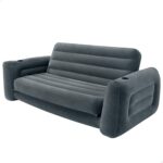 Intex King Size Sofa Bed Pull-Out Inflatable Camping Sleep Away Futon Couch with 3 quick inflation and Deflation Valves, 203 x 231 x 66 cm, Grey