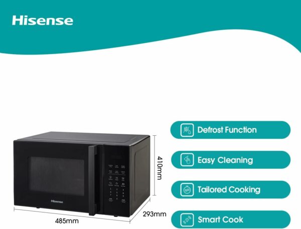 Hisense H25MOBS7HUK 25 Litre electronic Microwave with Auto Defrost, Digital Display, Smart Cook, Multi level cooking and Easy Clean- Black