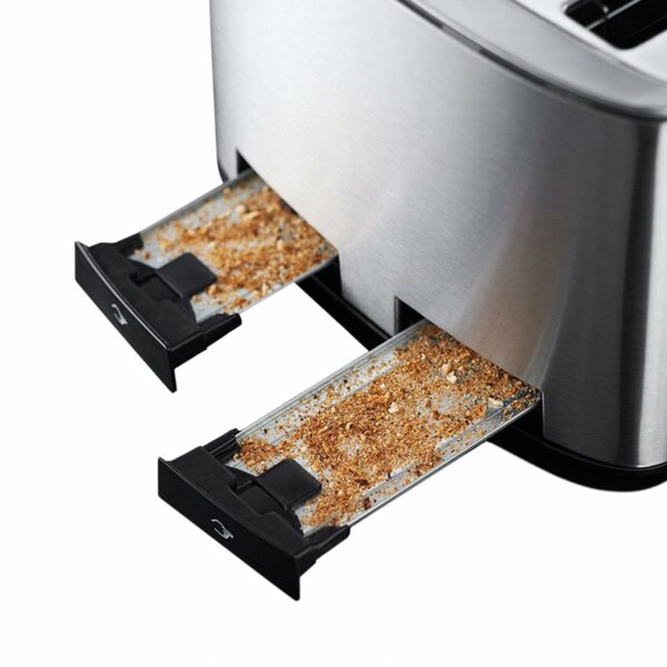 Russell Hobbs 4 Slice Buckingham Toaster with Fast toast technology - (Blue light strip indicates toasting, Independent & Extra wide slots, 2400W, Polished & Brushed Stainless Steel) 20750