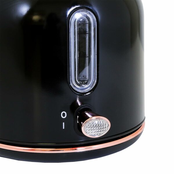 Charles Bentley 1.7L Kettle & 4 Slice Toaster Set Black & Rose Gold Fast Boil 360 Swivel Base 6 Setting Removable Water Filter
