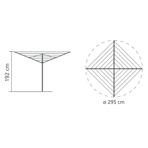 Brabantia Topspinner Large Rotary Washing Line with Metal Ground Spike, Metallic Grey, 60 M, 45 mm