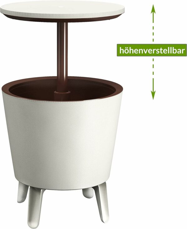 Keter Cool Bar Plastic Outdoor Ice Cooler Table Garden Furniture - white/brown