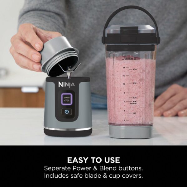 Ninja Blast Portable Blender, 530ml, Leakproof Lid & Sip Spout, Powerful Cordless Mini Blender, Rechargeable, Portable Smoothies, Protein Shakes, Blends Ice & Frozen Fruit, Black, BC151UKBK