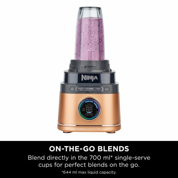Ninja 2-in-1 Detect Power Blender Pro & Single Serve, 1200W Blender With Jug, & Single Serve Cup, Blend Smoothies, Chop Vegetables & Mix Frozen Drinks, Black/Copper, TB301UKCP