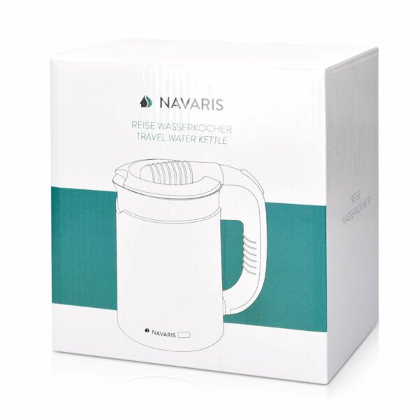 Navaris Travel Kettle Electric - 0.5 Litre - Small Kettle with Dual Walls and Boil Dry Protection - 1100W Holiday Kettles with 2 Cups