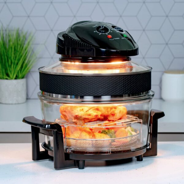 Quest 43850 Multi-Function Halogen Oven / Healthy Air Fryer / 17L Capacity with 5L Extender Ring / 60 Minute Timer / Self-Cleaning Function / 125-250°C Temperature Control
