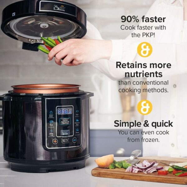 Drew & Cole Pressure King Pro Electric Pressure Cooker 3L - 700W - Chrome - 8-in-1 Multi Cooker with Digital Display - Non Stick Pot - Rice Cooker, Slow Cooker & Soup Maker All in One