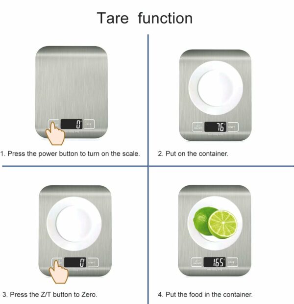 HomeFashion 5kg 1g 11lb Digital Kitchen Scales Food Scale with stainless steel Platform Electronic Cooking Backlit LCD Display Multifunction for Home and Office Use