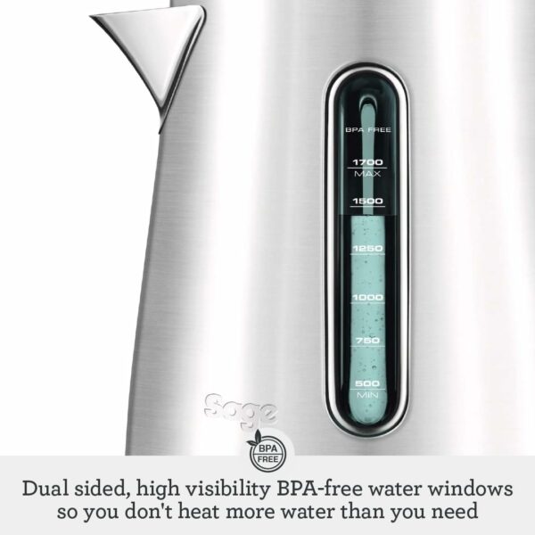Sage - The Soft Top Luxe Quiet Electric Kettle - Fast Boil - 1.7L Cordless Kettle, Brushed Stainless Steel