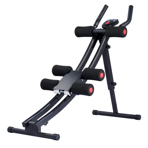 ZELUS Ab Machine for Home Gym, Core Strength Training Equipment for Home Fitness, Ab Crunch Coaster with 4 Intensities and Digital Display, Foldable Core Trainer for Abdominal Workout