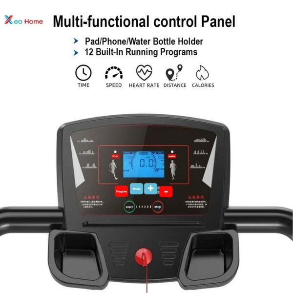 Foldable Treadmill XEO HOME Treadmills for Office Home Indoor Gym Cardio Workout Fitness Heavy Duty Space Saving Folding Best Running Walking & Jogging Machines LCD Water Bottle Holder & Pad Mobile