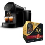 Lor Barista Coffee Machine Milk Frother by Philips with L'OR Double Splendente XXL 5X10PC, Double Shot, Aluminium Coffee Capsules