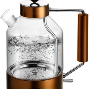 Electric Kettle, ASCOT Glass Electric Tea Kettle 1.6L 2200W Tea Heater & Hot Water Boiler, Borosilicate Glass, BPA-Free, Auto Shut-Off and Boil-Dry Protection (Copper)