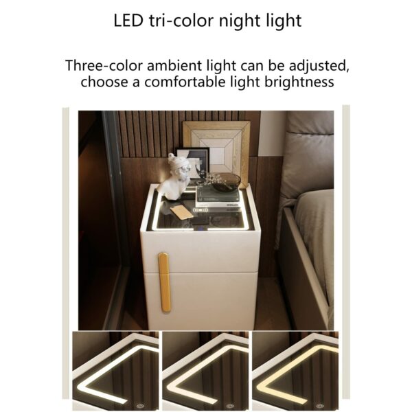 Smart Nightstand Hidden Safe with Charging Station and Drawer, Bedside Table with Touch Sensor Light, Storage Cabinet Nightstands for Bedroom Living Room(40 * 35 * 50cm) (Color : Gray)