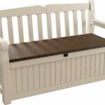 Keter Eden Bench 265L Outdoor 60% recycled Garden Furniture Storage Box Beige Brown Wood Panel Effect