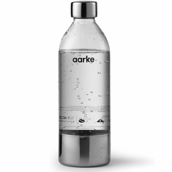 aarke PET Bottle for Sparkling Water Maker Carbonator 3, BPA free with Details in Steel, 0.8 Litres
