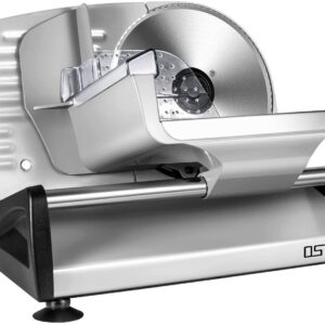 OSTBA SL-518 Electric Deli Food Slicer with Child Lock Protection, Removable 19cm Stainless Steel Blade and Food Carriage, 0-15mm Adjustable Thickness Food Slicer Machine for Meat, Cheese, Bread,150W