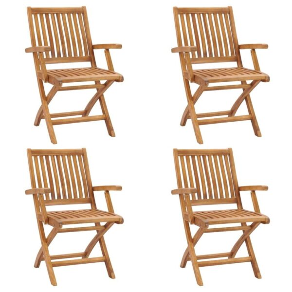 vidaXL 4x Solid Teak Wood Folding Garden Chairs Wooden Armchairs Home Household Furniture Chairs Garden Seats Dining Chairs Folding Outdoor Seating