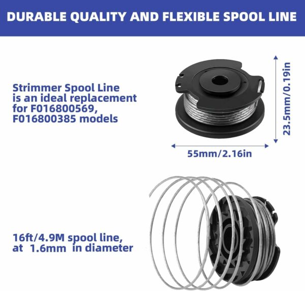 4 Pieces Strimmer Wire Replacement Spool and Line Compatible with Bosch ART 23 SL ART 26 SL, EasyGrassCut 18, 23, 26, 18-230,18-260, Grass Trimmer F016800569 F016800385