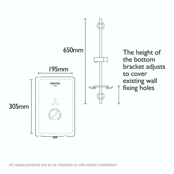 Bristan BL3105 B Bliss 3 Electric Shower, 10.5 kW, Black