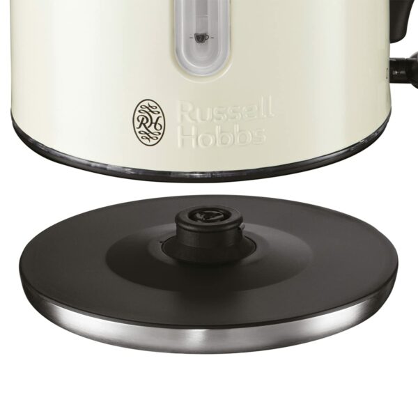 Russell Hobbs Cream Stainless Steel Electric 1.7L Cordless Kettle (Quiet & Fast Boil 3KW, Removable washable anti-scale filter, Push button lid, Perfect pour spout) 20461