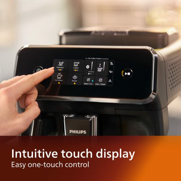 PHILIPS Series 2200 Automatic Espresso Machine, Classic Milk Frother, Intuitive Touch Display, 100% Ceramic Grinders, AquaClean Filter, Matte Black (EP2220/10)