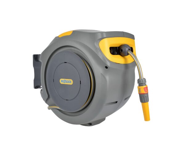 HOZELOCK - Auto Reel 30m wall-mounted hose reel : Easy to Install, Lock, Auto-rewind, Ready-to-use Reel With Nozzle, Fittings, Hozelock Hose and Accessories Included - 5 Year Guarantee* [2403 0000]