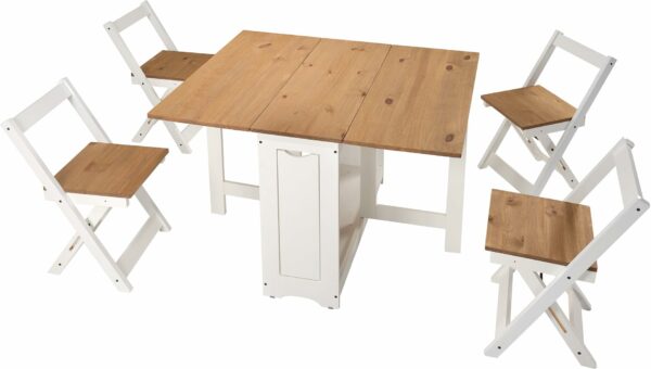 Seconique Santos Butterfly Dining Set in White/Distressed Waxed Pine