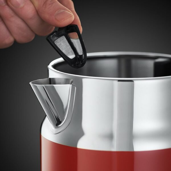 Russell Hobbs Kettle, retro red, 1.7 l, 2400 W, quick cooking function, water temperature display in retro design, filling level marking, optimised pouring spout, vintage 21670-70