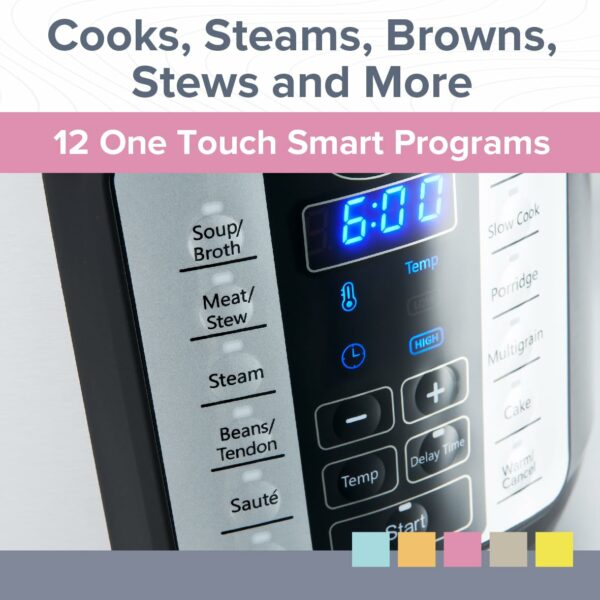 Quest 63009 Pressure Cooker Electric 6L / 12-in-1 Multi-Function Cooker/Stainless Steel Housing / 1000W / Slow Cook, Steam, Roast, Keep Warm & More/Recipe Book Included