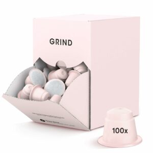 Grind House Blend Arabica Coffee Pods – Pack of 100 – Nespresso® Original Compatible Capsules – Home-Compostable – Barista Quality – Medium Roast