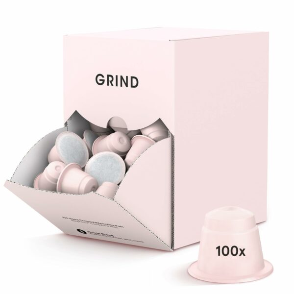 Grind House Blend Arabica Coffee Pods – Pack of 100 – Nespresso® Original Compatible Capsules – Home-Compostable – Barista Quality – Medium Roast